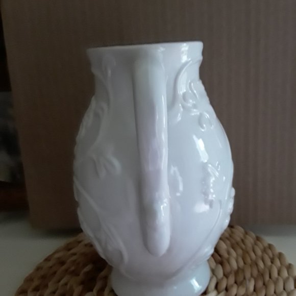 Ceramic Pitcher with Raised Floral Motif - Picture 2 of 7